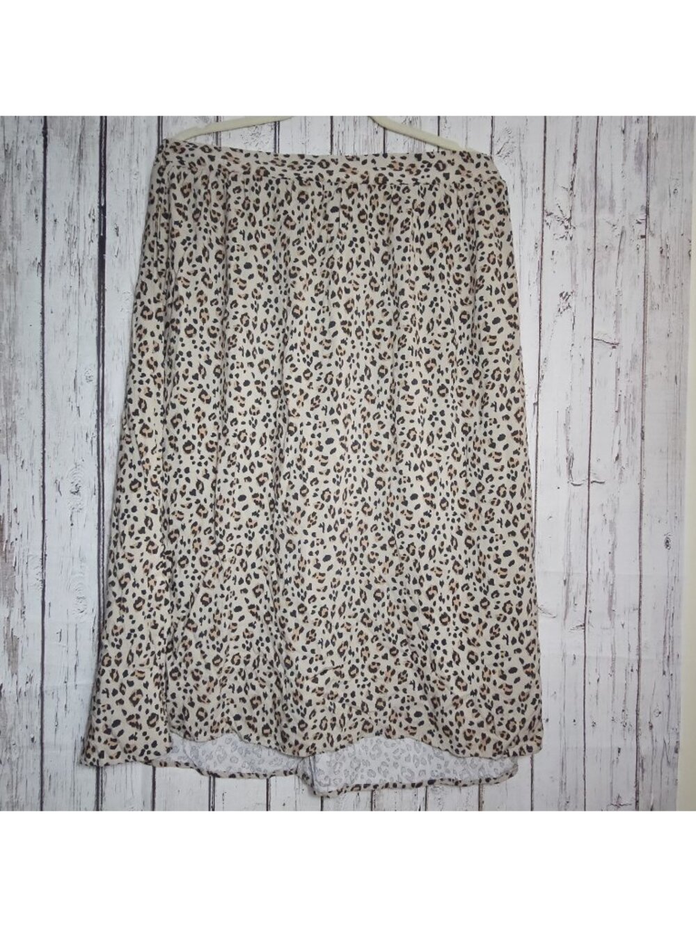 Nine West Midi A line Challis Pull on Skirt Cheetah Print XL Rayon Elastic New